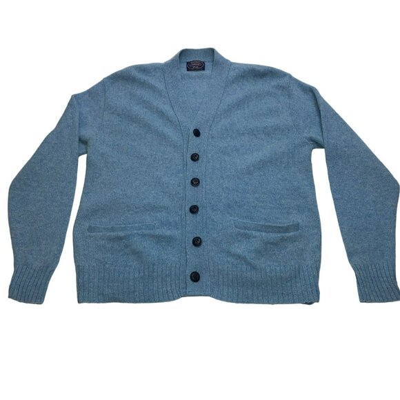 Vintage Kurt Cobain-Inspired Blue Cardigan Sweater With Button Closure Wool Larg - Picture 3 of 8